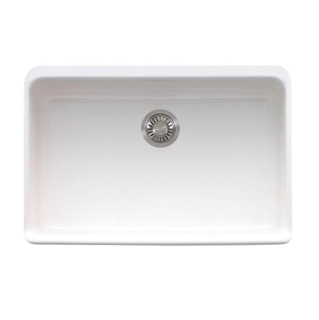 Franke - Manor House 27.12-in. x 19.88-in. White Apron Front Single Bowl Fireclay Kitchen Sink - MHK110-28WH - White