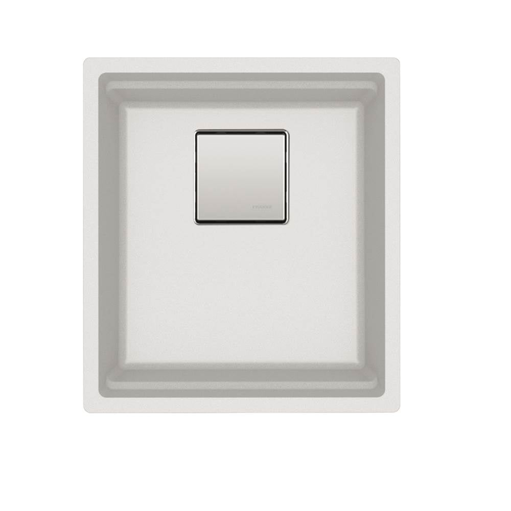 Franke - Peak  16.1-in. x 18.1-in. Granite Undermount Single Bowl Kitchen Sink in Polar White
