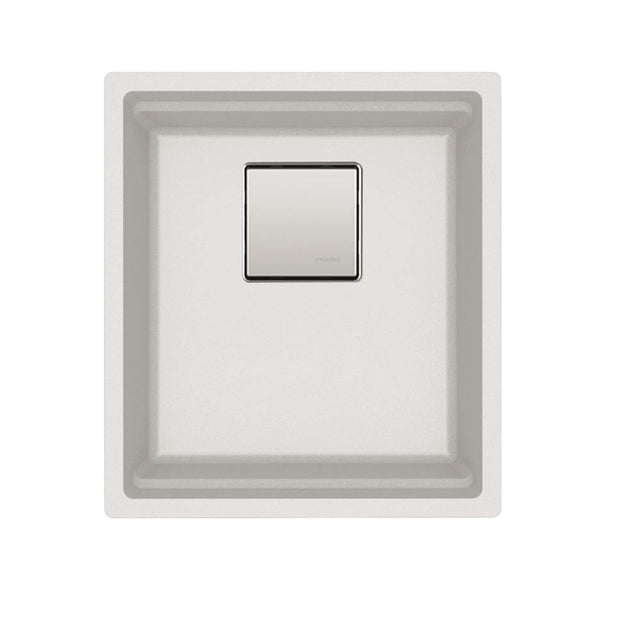 Franke - Peak  16.1-in. x 18.1-in. Granite Undermount Single Bowl Kitchen Sink in Polar White