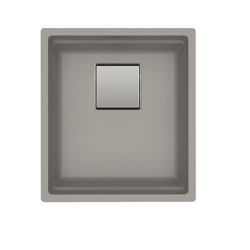 Franke - Peak  16.1-in. x 18.1-in. Granite Undermount Single Bowl Kitchen Sink in Stone Grey