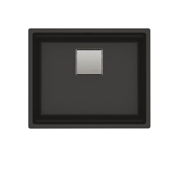 Franke - Peak 22.1-in. x 18.1-in. Granite Undermount Single Bowl Kitchen Sink in Onyx
