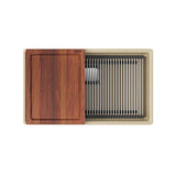 Franke - Peak 32.0-in. x 18.8-in. Granite Undermount Single Bowl Workcenter Kitchen Sink in Champagne - Champagne