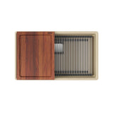 Peak 32.0-in. x 18.8-in. Granite Undermount Single Bowl Workcenter Kitchen Sink in Champagne