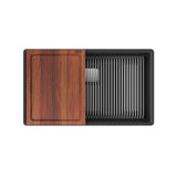 Peak 32.0-in. x 18.8-in. Granite Undermount Single Bowl Workcenter Kitchen Sink in Champagne