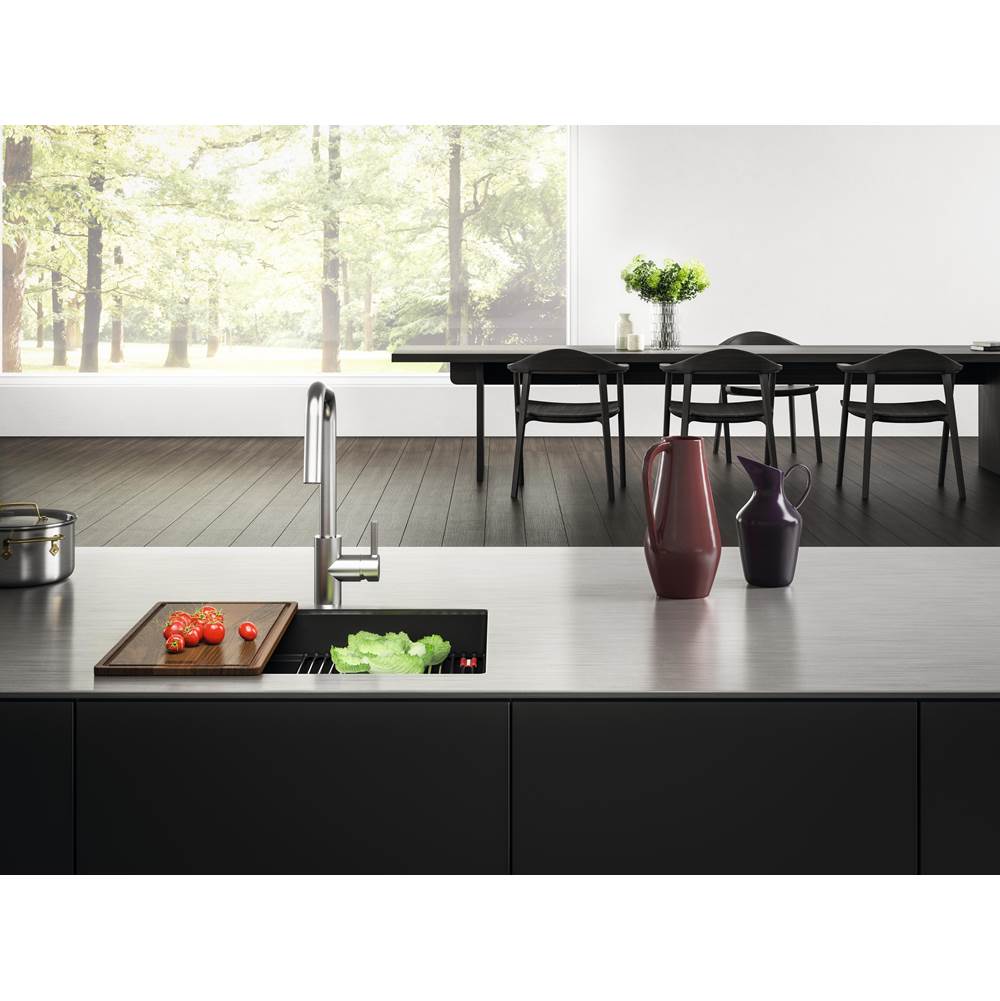 Peak 32.0-in. x 18.8-in. Granite Undermount Single Bowl Workcenter Kitchen Sink in Champagne