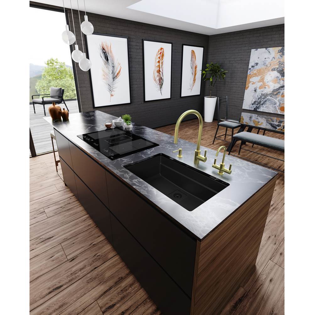 Peak 32.0-in. x 18.8-in. Granite Undermount Single Bowl Kitchen Sink in Matte Black