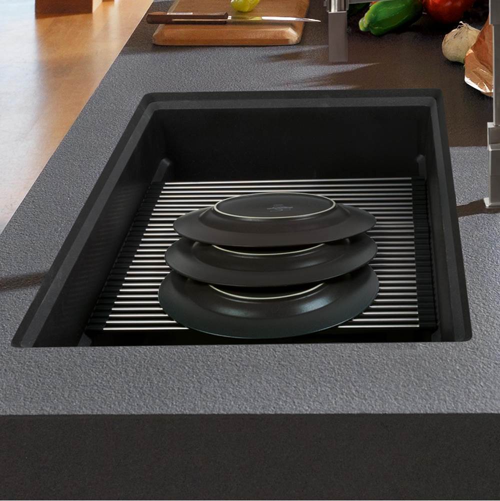 Peak 32.0-in. x 18.8-in. Granite Undermount Single Bowl Kitchen Sink in Matte Black