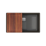 Franke - Peak 32.0-in. x 18.8-in. Granite Undermount Single Bowl Workcenter Kitchen Sink in Mocha - Mocha