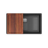 Franke - Peak 32.0-in. x 18.8-in. Granite Undermount Single Bowl Workcenter Kitchen Sink in Onyx - Onyx