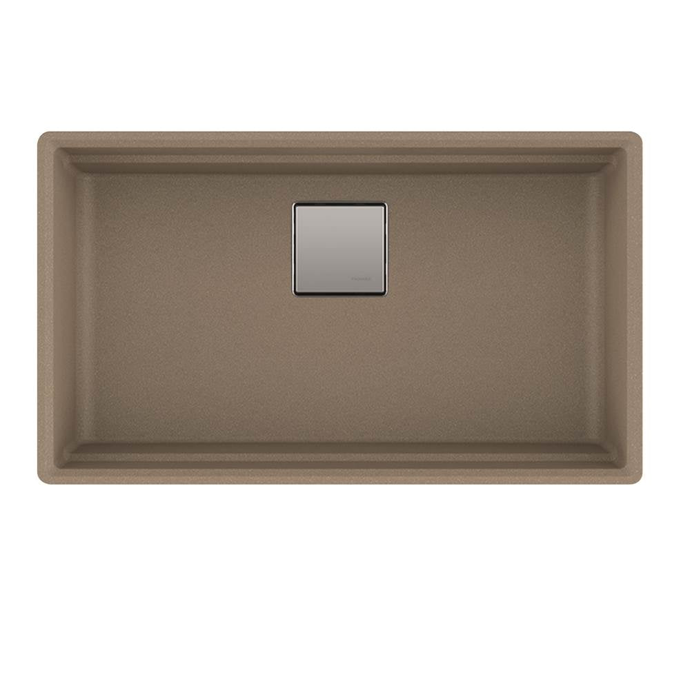 Peak 32.0-in. x 18.8-in. Granite Undermount Single Bowl Workcenter Kitchen Sink in Champagne