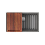Franke - Peak 32.0-in. x 18.8-in. Granite Undermount Single Bowl Workcenter Kitchen Sink in Stone Grey - Stone Grey