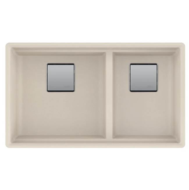 Franke - Peak 32.0-in. x 18.8-in. Granite Undermount Double Bowl Kitchen Sink in Champagne - Champagne