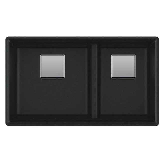 Franke - Peak 32.0-in. x 18.8-in. Granite Undermount Double Bowl Kitchen Sink in Matte Black - Matte Black
