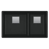 Franke - Peak 32.0-in. x 18.8-in. Granite Undermount Double Bowl Kitchen Sink in Matte Black - Matte Black