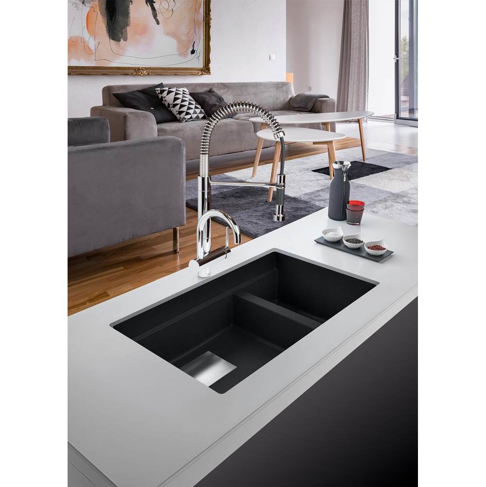 Peak 32.0-in. x 18.8-in. Granite Undermount Double Bowl Kitchen Sink in Champagne