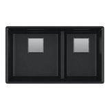 Franke - Peak 32.0-in. x 18.8-in. Granite Undermount Double Bowl Kitchen Sink in Onyx - Onyx