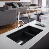 Peak 32.0-in. x 18.8-in. Granite Undermount Double Bowl Kitchen Sink in Champagne