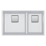 Franke - Peak 32.0-in. x 18.8-in. Granite Undermount Double Bowl Kitchen Sink in Polar White - Polar White