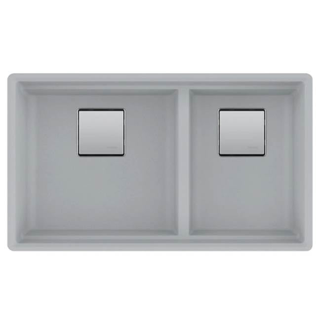 Franke - Peak 32.0-in. x 18.8-in. Granite Undermount Double Bowl Kitchen Sink in Stone Grey - Stone Grey