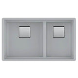 Franke - Peak 32.0-in. x 18.8-in. Granite Undermount Double Bowl Kitchen Sink in Stone Grey - Stone Grey