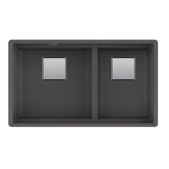 Franke - Peak 32.0-in. x 18.8-in. Granite Undermount Double Bowl Kitchen Sink in Slate Grey