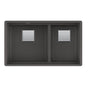 Franke - Peak 32.0-in. x 18.8-in. Granite Undermount Double Bowl Kitchen Sink in Slate Grey