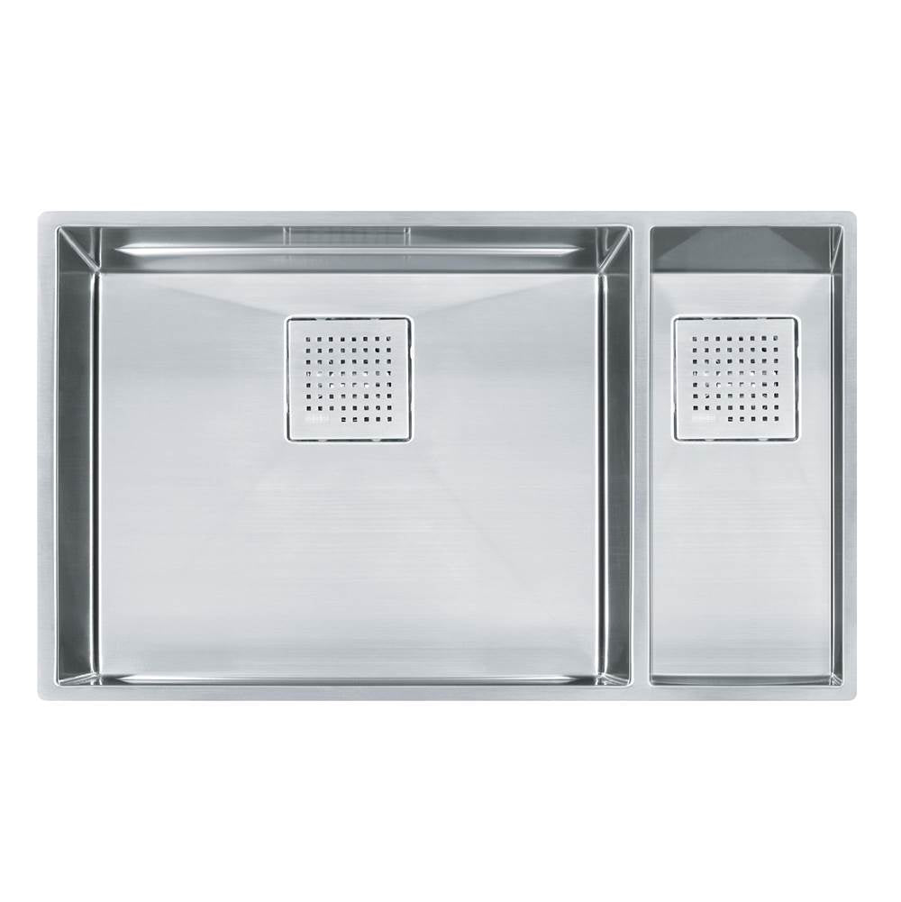 Franke - Peak 31-in. x 18-in. 16 Gauge Stainless Steel Undermount Double Bowl Kitchen Sink - PKX160 - Stainless Steel
