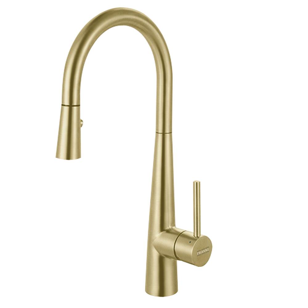 Franke - Steel 16.7-in Single Handle Pull-Down Kitchen Faucet in Gold, STL-PR-GLD