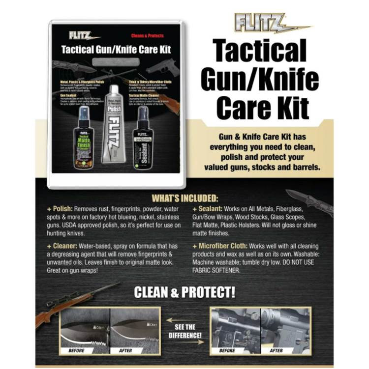 Flitz - 1.76Oz Polish, 1.7Oz Tactical Matte Cleaner, 1.7Oz Gun Sealant, Microfiber Cloth In Clamshell