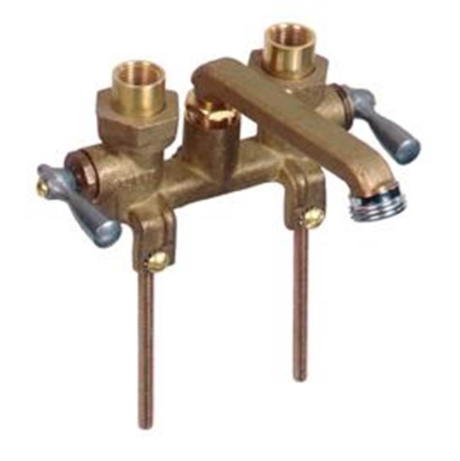 Gerber Classics 2H Laundry Faucet w/ Threaded Legs & IPS/Sweat Connections -Threaded Spout Rough Brass
