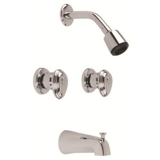 Gerber Plumbing - Gerber Hardwater Two Handle Sliding Sleeve Escutcheon Tub & Shower Fitting with Slip Diverter Spout 1.75gpm Chrome - Chrome