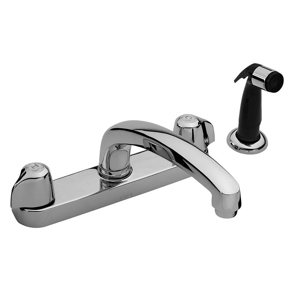 Gerber Classics 2H Kitchen Faucet Deck Plate Mounted w/ Spray & Tubular Spout 1.75gpm Chrome