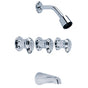 Gerber Plumbing - Gerber Hardwater Three Handle Threaded Escutcheon Tub & Shower Fitting with IPS/Sweat Connections & Slip Spout 1.75gpm Chrome - Chrome