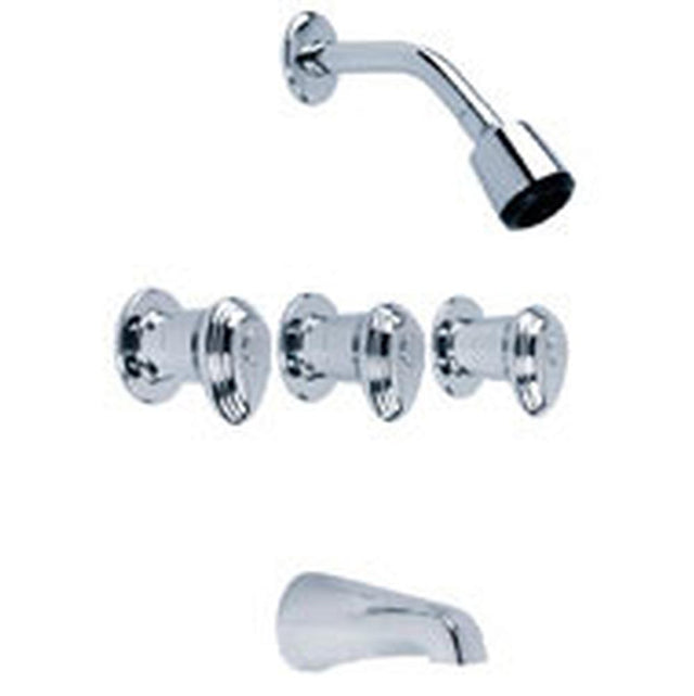Gerber Plumbing - Gerber Hardwater Three Handle Threaded Escutcheon Tub & Shower Fitting with Sweat Connections & Slip Spout 1.75gpm Chrome - Chrome