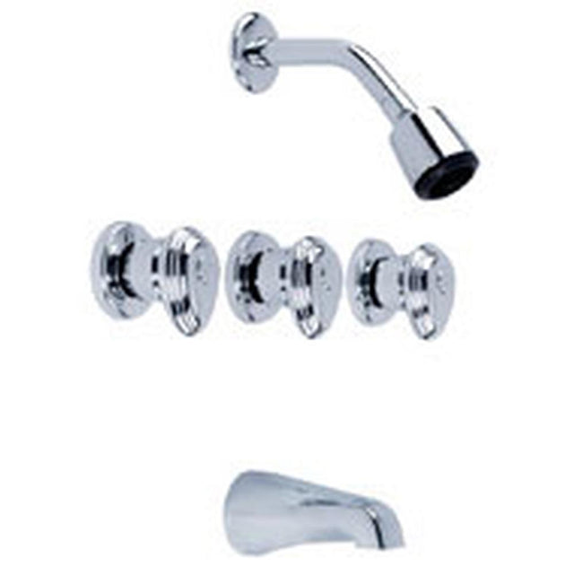 Gerber Plumbing - Gerber Hardwater Three Handle Sliding Sleeve Escutcheon Tub & Shower Fitting with IPS/Sweat Connections & Slip Spout 1.75gpm Chrome - Chrome