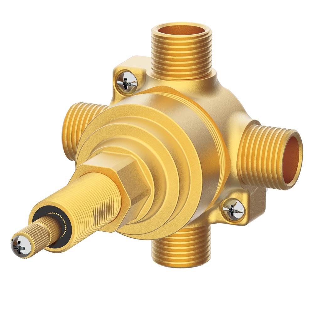 Gerber Plumbing - Single Handle 1/2'' 4-Port/3-Outlet Shower Diverter Valve (Pause/Individual/Shared) - Rough Brass