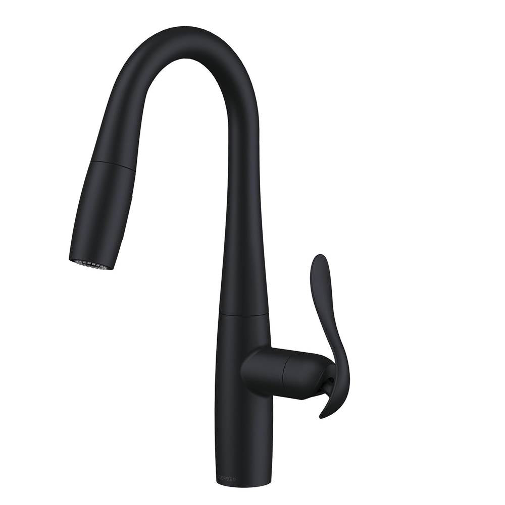 Gerber Plumbing - Selene 1H Pull-Down Prep Faucet w/ Snapback 1.75gpm Satin Black - Satin Black