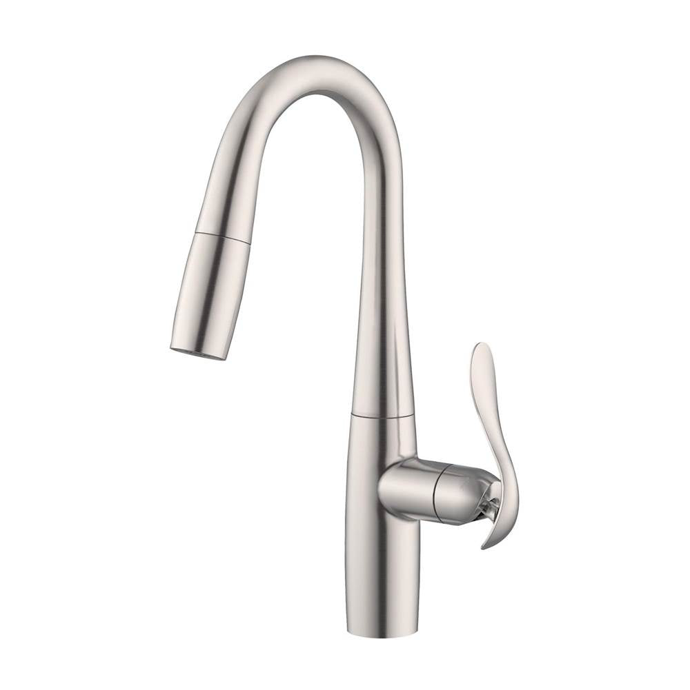 Gerber Plumbing - Selene 1H Pull-Down Prep Faucet w/ Snapback 1.75gpm Stainless Steel - Stainless Steel