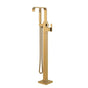 Gerber Plumbing - Square Floor Mount Tub Filler Trim Kit with Rectangular Handshower 1.75gpm Brushed Bronze - Brushed Bronze