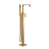 Square Floor Mount Tub Filler Trim Kit with Rectangular Handshower 1.75gpm Brushed Bronze