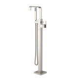 Gerber Plumbing - Square Floor Mount Tub Filler Trim Kit with Rectangular Handshower 1.75gpm Brushed Nickel - Brushed Nickel