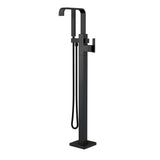 Gerber Plumbing - Square Floor Mount Tub Filler Trim Kit with Rectangular Handshower 1.75gpm Satin Black - Satin Black