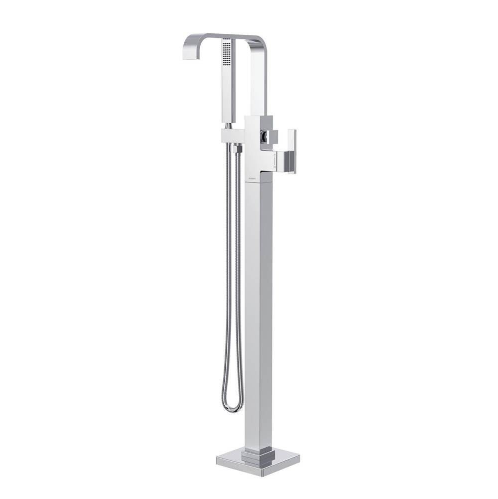 Gerber Plumbing - Square Floor Mount Tub Filler Trim Kit with Rectangular Handshower 1.75gpm Chrome - Chrome