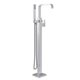 Square Floor Mount Tub Filler Trim Kit with Rectangular Handshower 1.75gpm Chrome