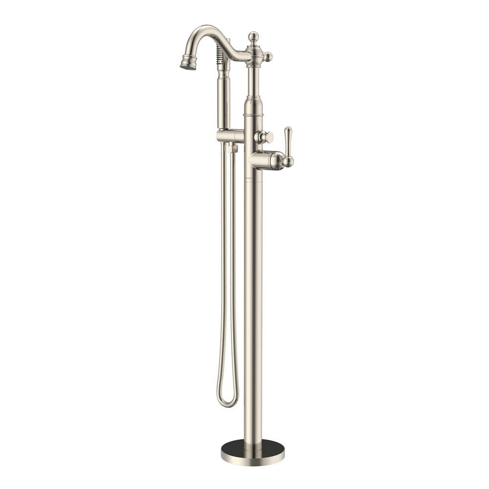 Gerber Plumbing - Traditional Floor Mount Tub Filler Trim Kit with Showerstick Handshower 1.75gpm Brushed Nickel - Brushed Nickel