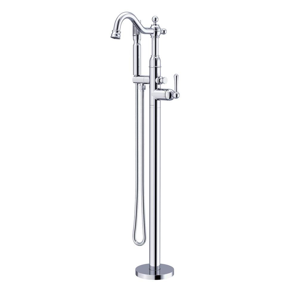 Gerber Plumbing - Traditional Floor Mount Tub Filler Trim Kit with Showerstick Handshower 1.75gpm Chrome - Chrome