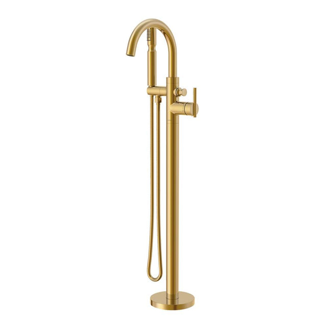 Gerber Plumbing - Contemporary Floor Mount Tub Filler Trim Kit with Showerstick Handshower 1.75gpm Brushed Bronze - Brushed Bronze