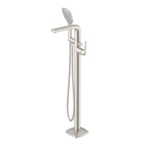 Gerber Plumbing - Transitional Floor Mount Tub Filler Trim Kit with Soft Square Handshower 1.75gpm Brushed Nickel - Brushed Nickel