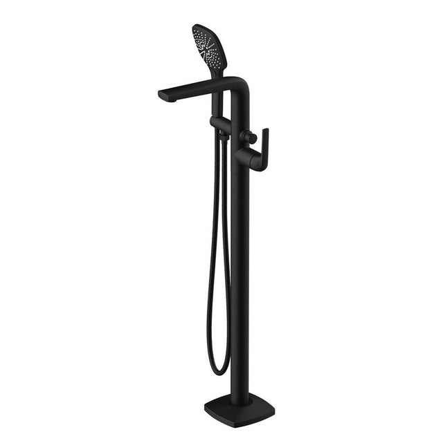 Gerber Plumbing - Transitional Floor Mount Tub Filler Trim Kit with Soft Square Handshower 1.75gpm Satin Black - Satin Black