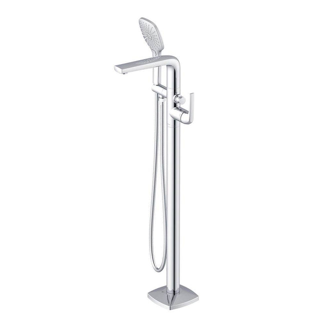 Gerber Plumbing - Transitional Floor Mount Tub Filler Trim Kit with Soft Square Handshower 1.75gpm Chrome - Chrome